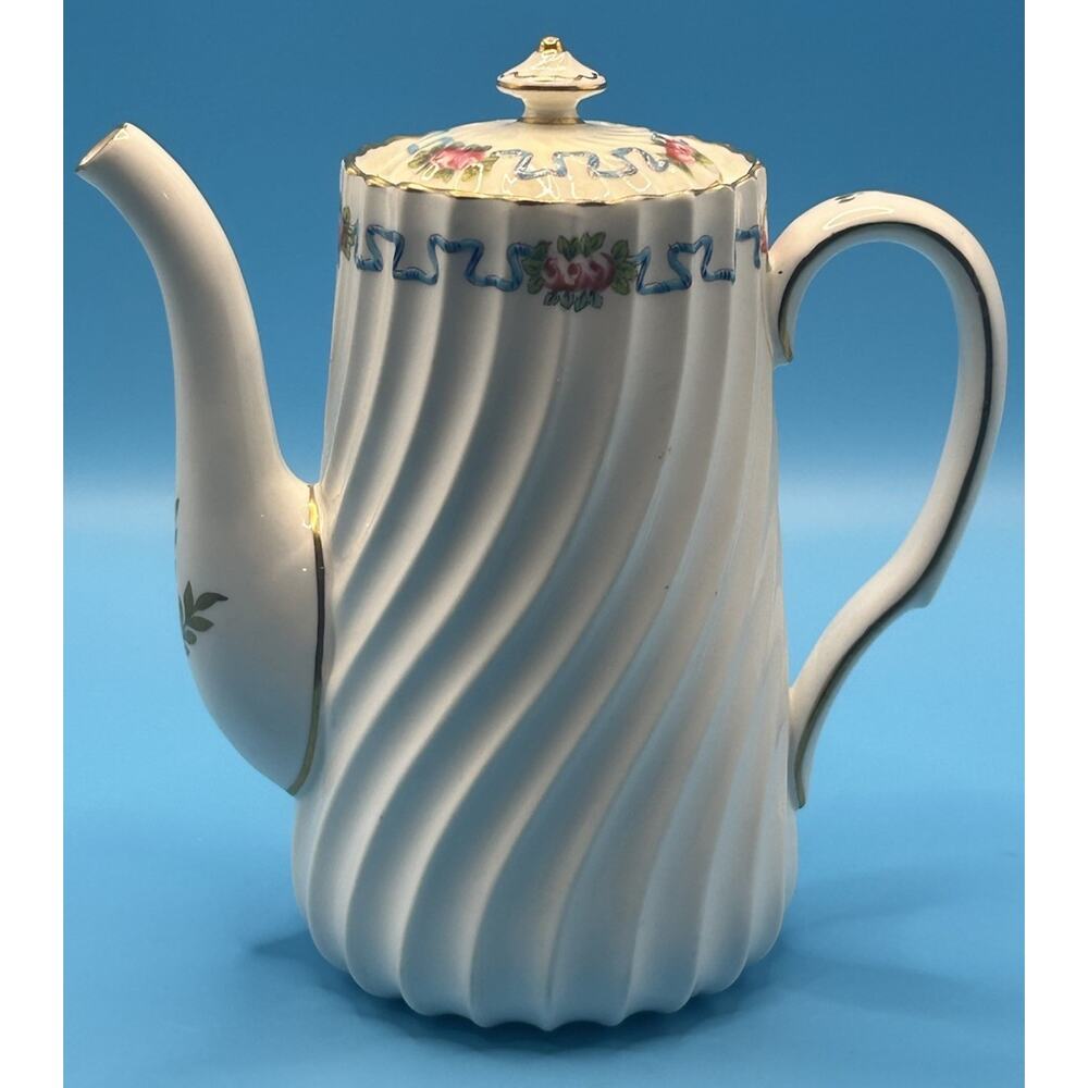 Minton Chartwell Bone China Teapot Floral Swirl Vintage Discontinued Pattern MCM